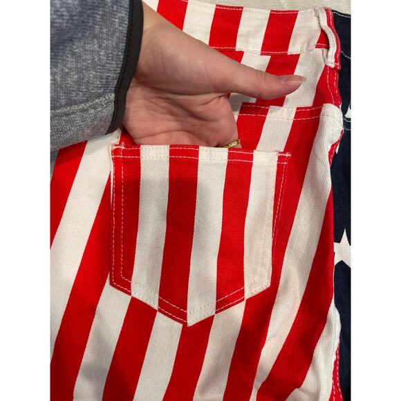 JEANS FASHION Women's American Flag Print Flare Jeans Size 8 Red/Blue White NWT - Picture 11 of 13